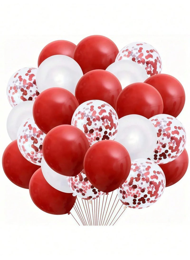 Valentine’s Day Decorations Balloon Set – 40-Piece Red, White & Confetti Balloons Creating a Warm and Romantic Atmosphere for Valentine’s Day Celebrations, Romantic Surprises, and Anniversaries - Image 1